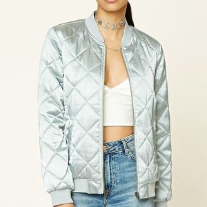 satin quilted bomber jacket